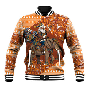 Cote d’Ivoire Christmas Santa Elephant Baseball Jacket Baoule Woven Inspired