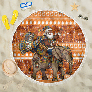 Cote d’Ivoire Christmas Santa Elephant Beach Blanket Baoule Woven Inspired