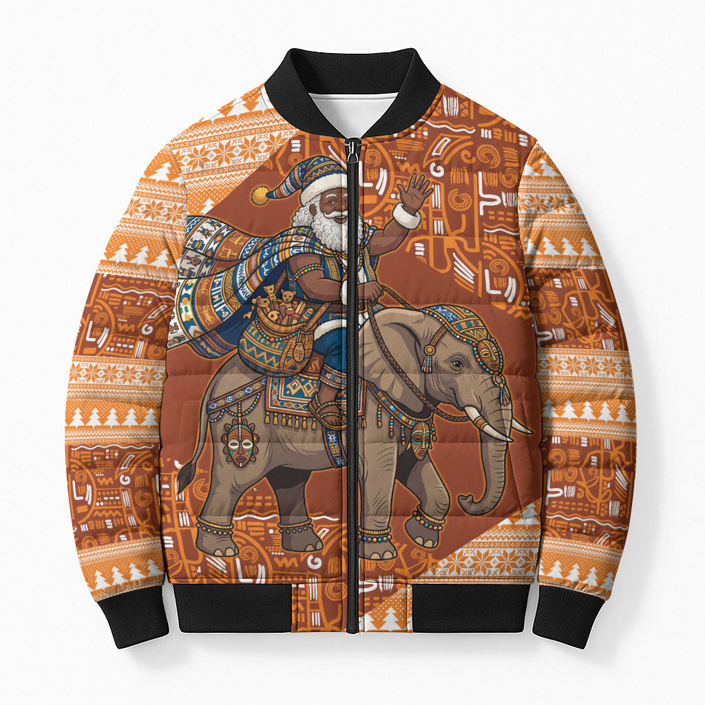 Cote d’Ivoire Christmas Santa Elephant Bomber Puffer Jacket Baoule Woven Inspired