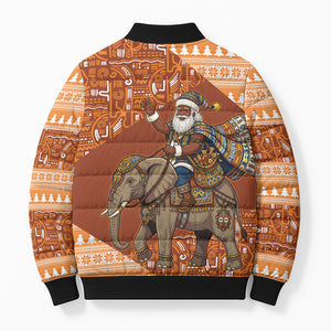 Cote d’Ivoire Christmas Santa Elephant Bomber Puffer Jacket Baoule Woven Inspired
