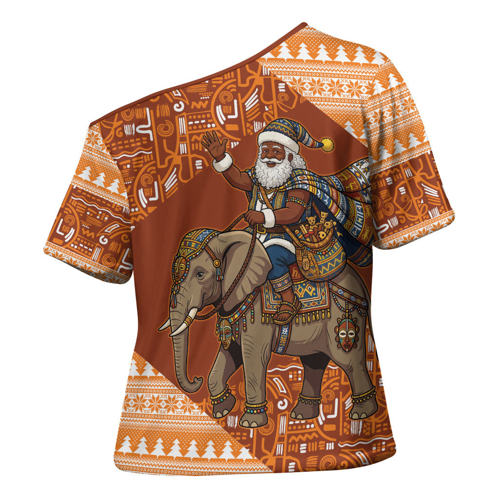 Cote d’Ivoire Christmas Santa Elephant Cross Shoulder Shirt Baoule Woven Inspired