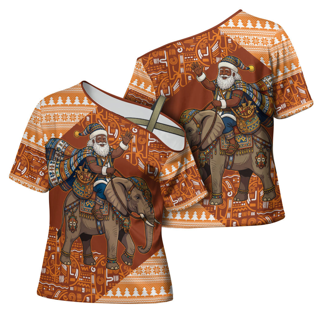 Cote d’Ivoire Christmas Santa Elephant Cross Shoulder Shirt Baoule Woven Inspired