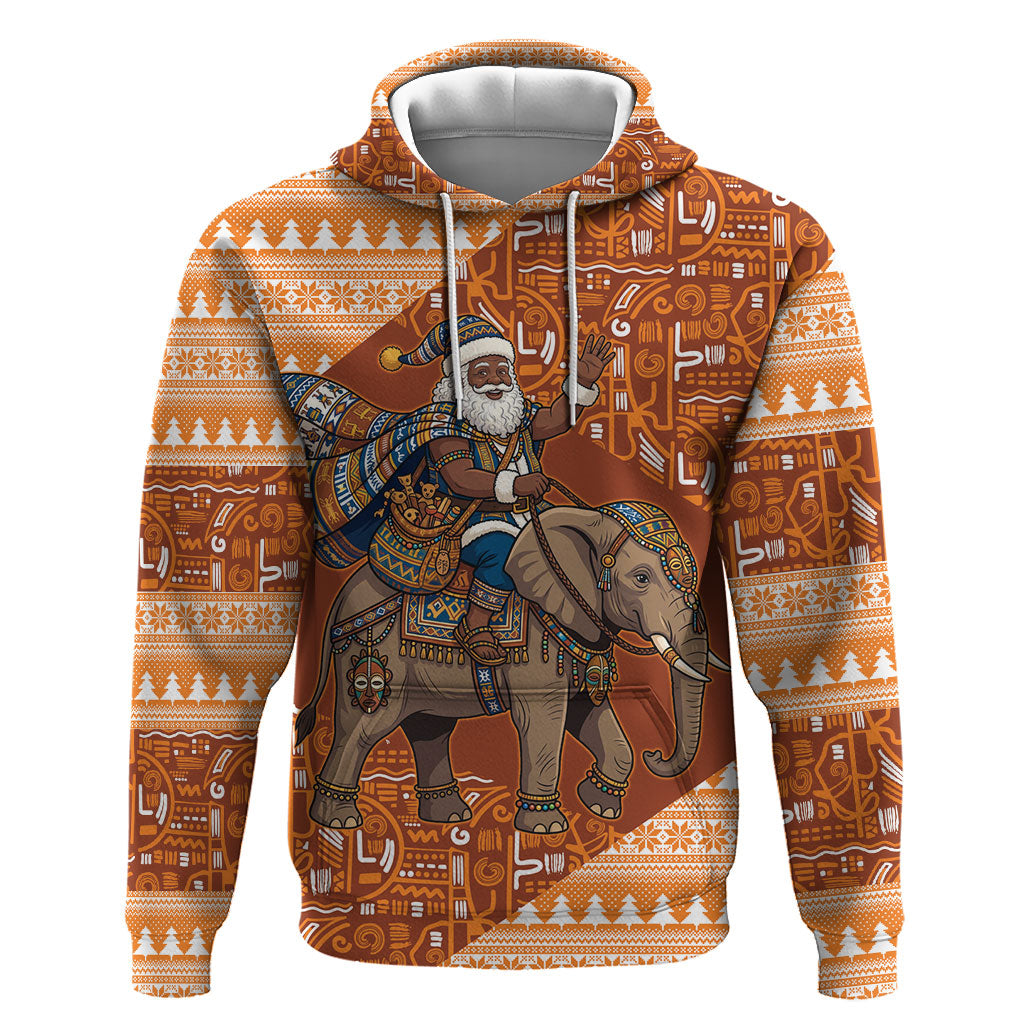 Cote d’Ivoire Christmas Santa Elephant Hoodie Baoule Woven Inspired