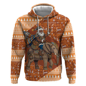 Cote d’Ivoire Christmas Santa Elephant Hoodie Baoule Woven Inspired