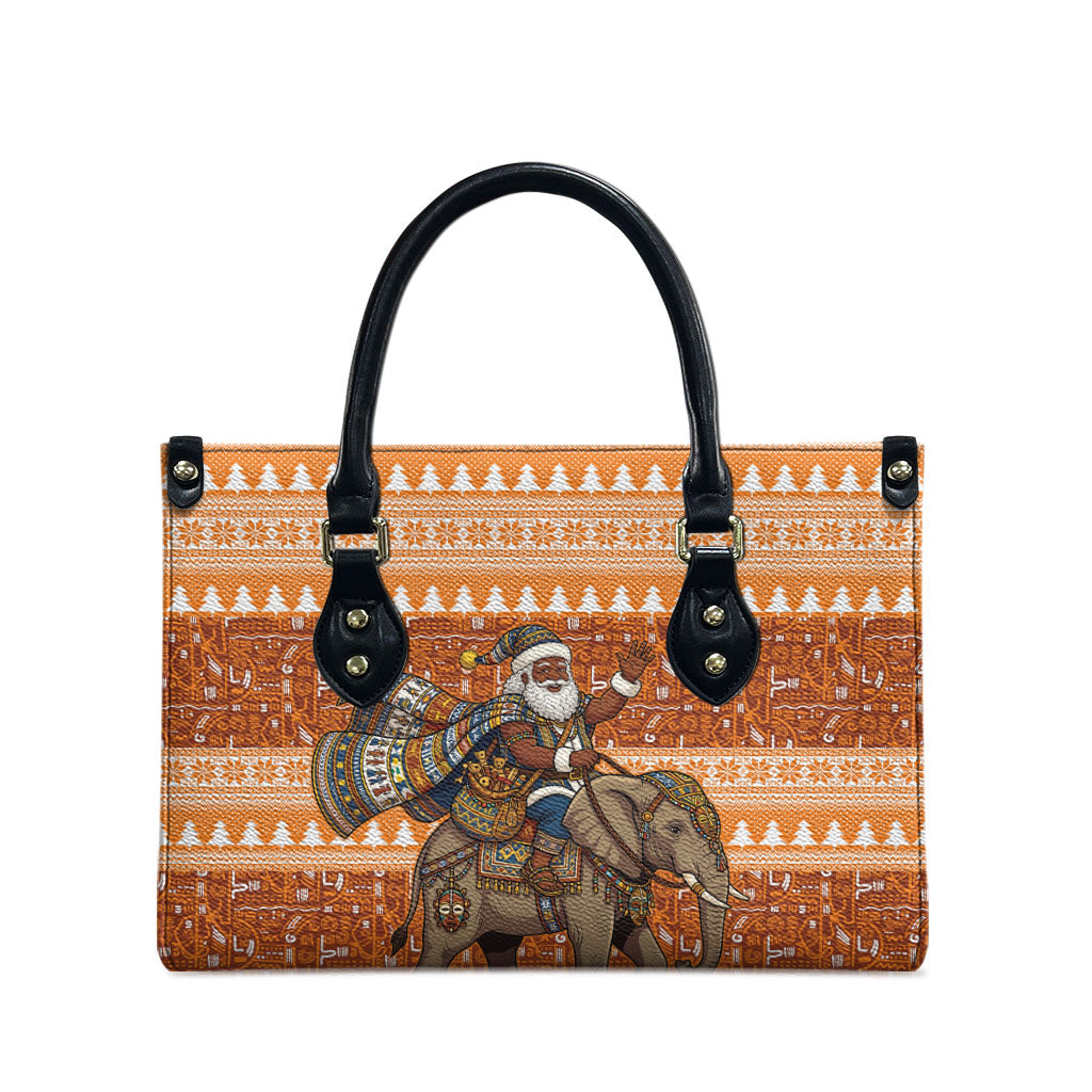 Cote d’Ivoire Christmas Santa Elephant Leather Bag Baoule Woven Inspired