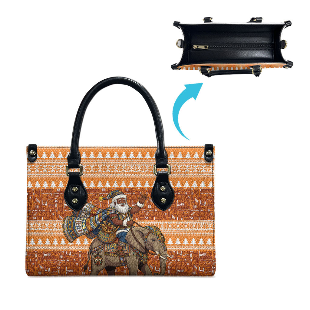 Cote d’Ivoire Christmas Santa Elephant Leather Bag Baoule Woven Inspired