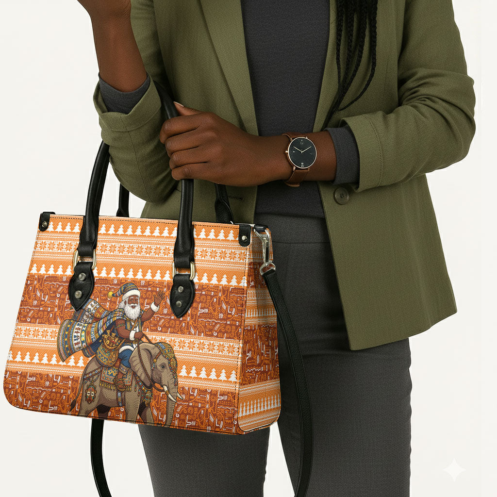 Cote d’Ivoire Christmas Santa Elephant Leather Bag Baoule Woven Inspired