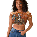 Cote d’Ivoire Christmas Santa Elephant Raglan Cropped T shirt Baoule Woven Inspired
