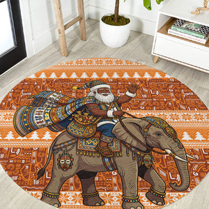 Cote d’Ivoire Christmas Santa Elephant Round Carpet Baoule Woven Inspired