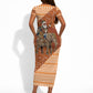 Cote d’Ivoire Christmas Santa Elephant Short Sleeve Bodycon Dress Baoule Woven Inspired