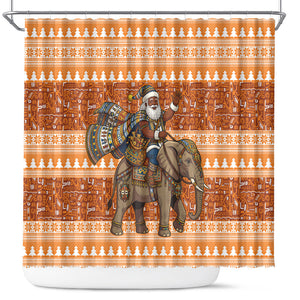 Cote d’Ivoire Christmas Santa Elephant Shower Curtain Baoule Woven Inspired