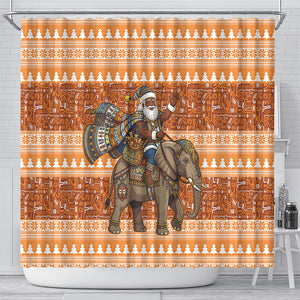 Cote d’Ivoire Christmas Santa Elephant Shower Curtain Baoule Woven Inspired
