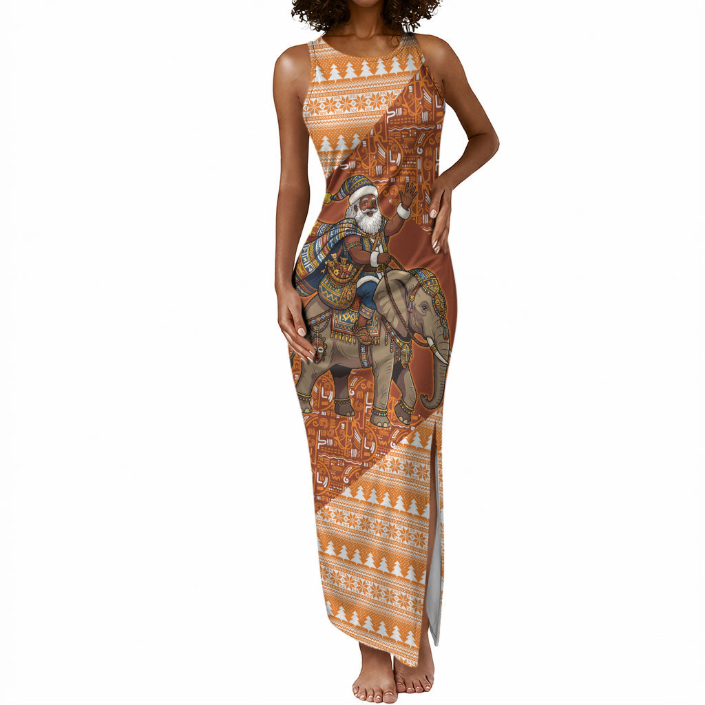 Cote d’Ivoire Christmas Santa Elephant Tank Maxi Dress Baoule Woven Inspired