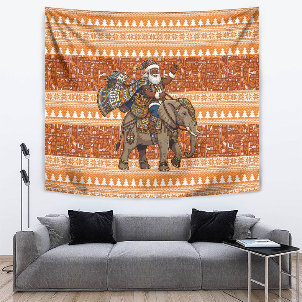 Cote d’Ivoire Christmas Santa Elephant Tapestry Baoule Woven Inspired