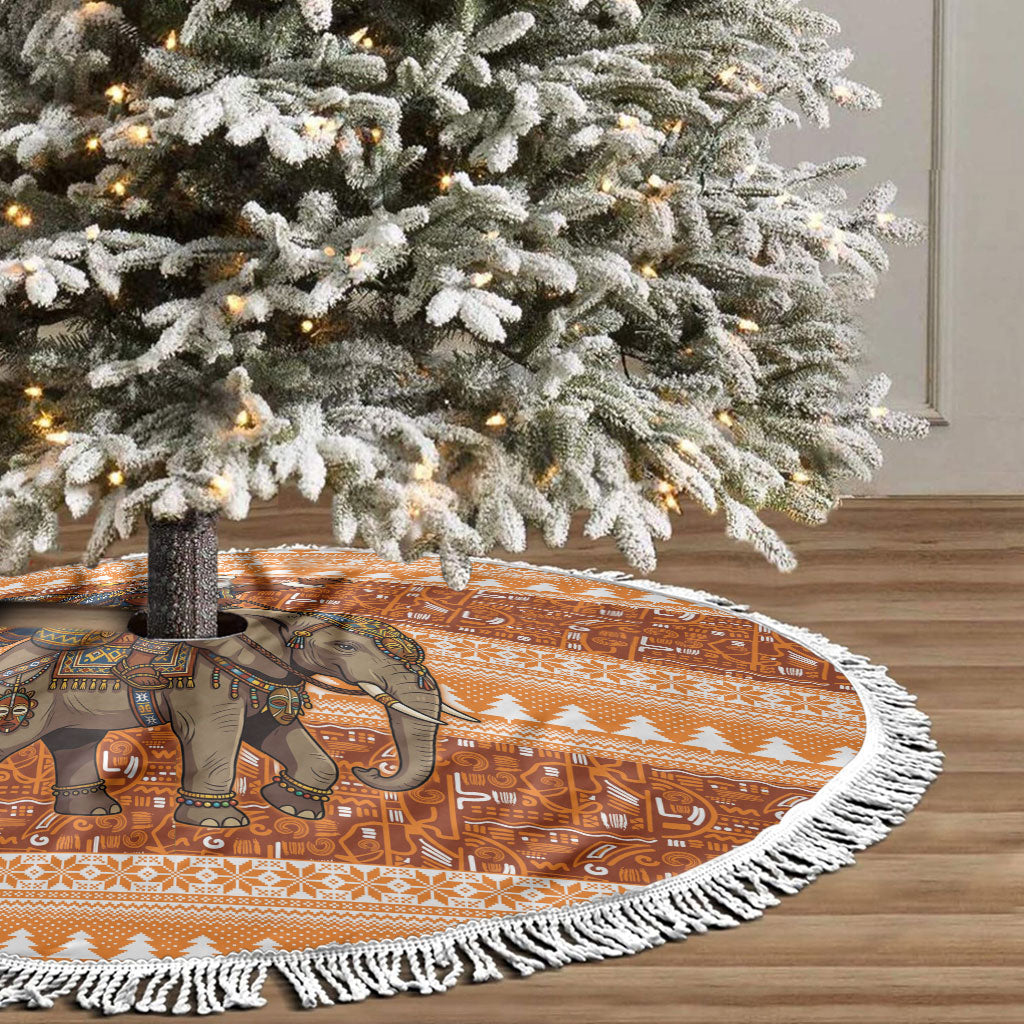 Cote d’Ivoire Christmas Santa Elephant Tree Skirt Baoule Woven Inspired