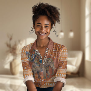 Cote d’Ivoire Christmas Santa Elephant Women Casual Shirt Baoule Woven Inspired