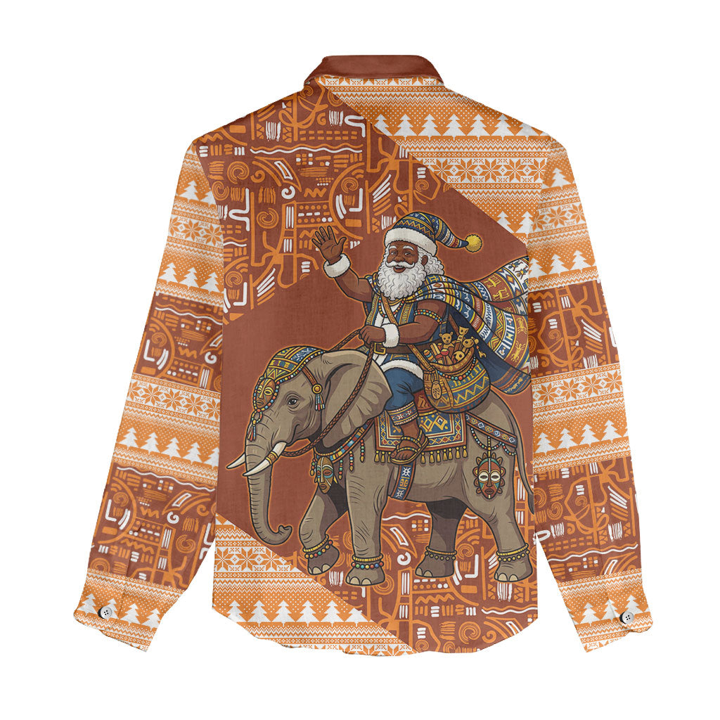 Cote d’Ivoire Christmas Santa Elephant Women Casual Shirt Baoule Woven Inspired