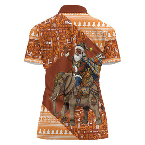 Cote d’Ivoire Christmas Santa Elephant Women Polo Shirt Baoule Woven Inspired