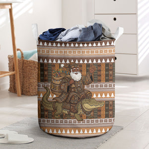 Mali Christmas Santa Nile Crocodile Laundry Basket Bogolanfini Mudcloth Inspired