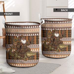 Mali Christmas Santa Nile Crocodile Laundry Basket Bogolanfini Mudcloth Inspired