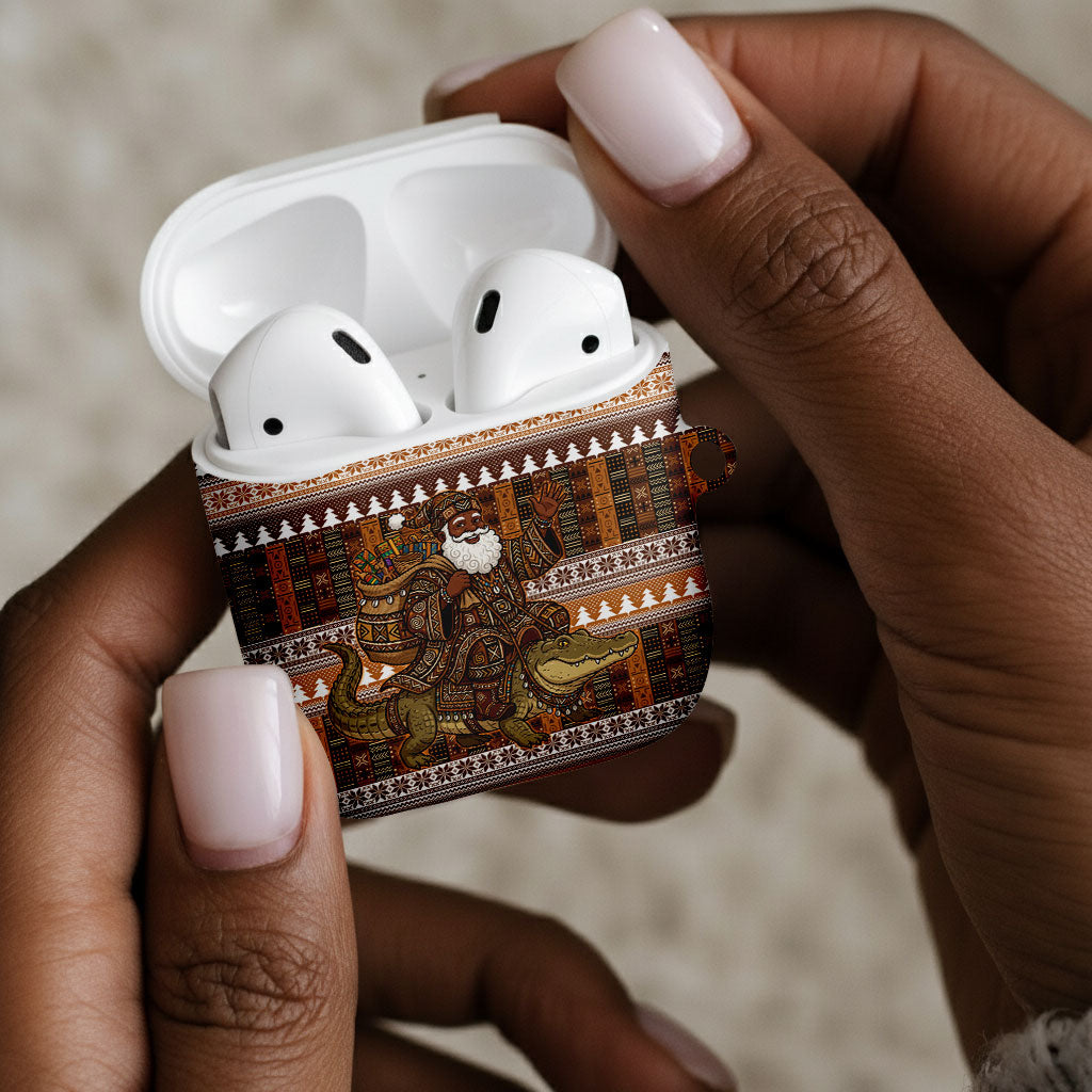 Mali Christmas Santa Nile Crocodile AirPods Case Bogolanfini Mudcloth Inspired