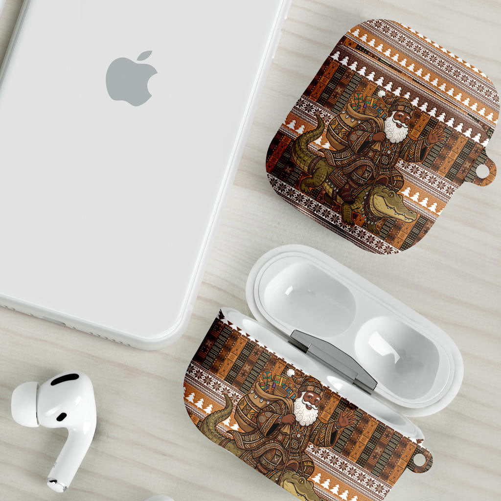Mali Christmas Santa Nile Crocodile AirPods Case Bogolanfini Mudcloth Inspired