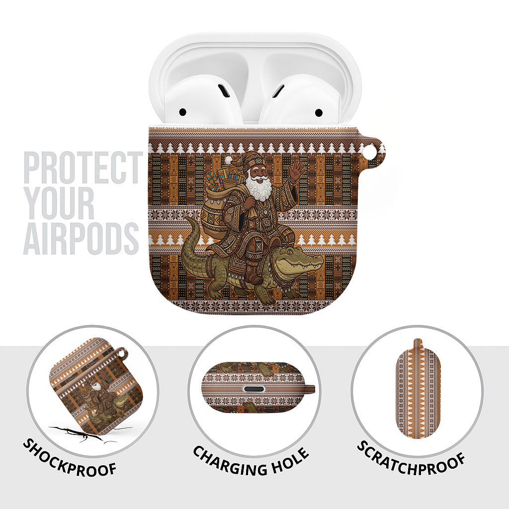 Mali Christmas Santa Nile Crocodile AirPods Case Bogolanfini Mudcloth Inspired