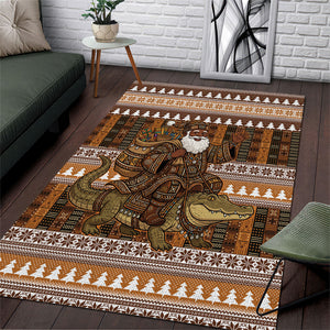 Mali Christmas Santa Nile Crocodile Area Rug Bogolanfini Mudcloth Inspired