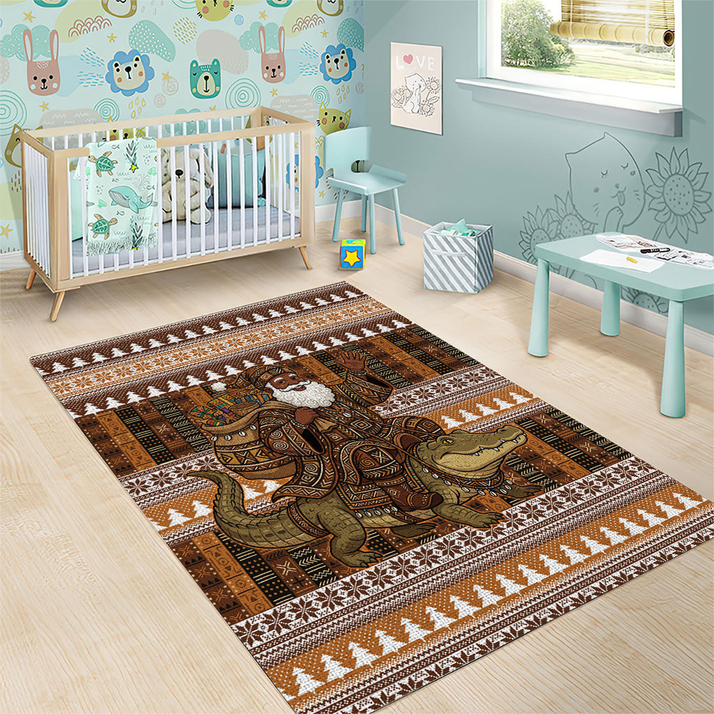 Mali Christmas Santa Nile Crocodile Area Rug Bogolanfini Mudcloth Inspired