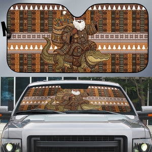 Mali Christmas Santa Nile Crocodile Auto Sun Shade Bogolanfini Mudcloth Inspired