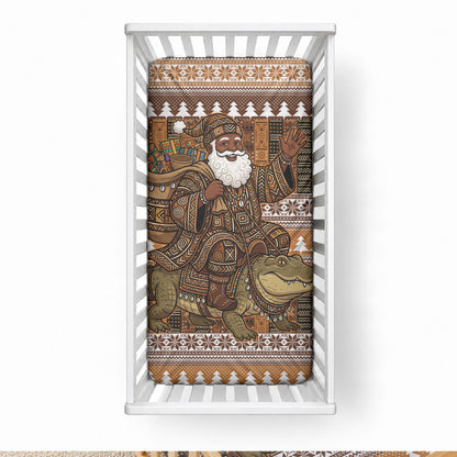 Mali Christmas Santa Nile Crocodile Baby Bed Cover Bogolanfini Mudcloth Inspired