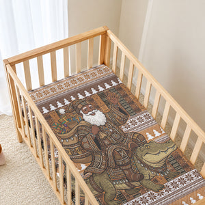 Mali Christmas Santa Nile Crocodile Baby Bed Cover Bogolanfini Mudcloth Inspired