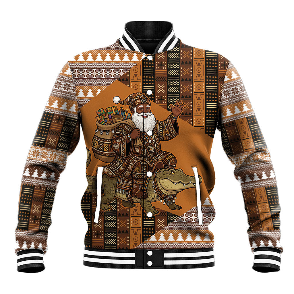 Mali Christmas Santa Nile Crocodile Baseball Jacket Bogolanfini Mudcloth Inspired