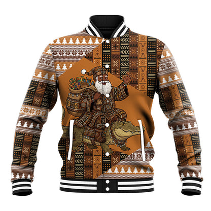 Mali Christmas Santa Nile Crocodile Baseball Jacket Bogolanfini Mudcloth Inspired