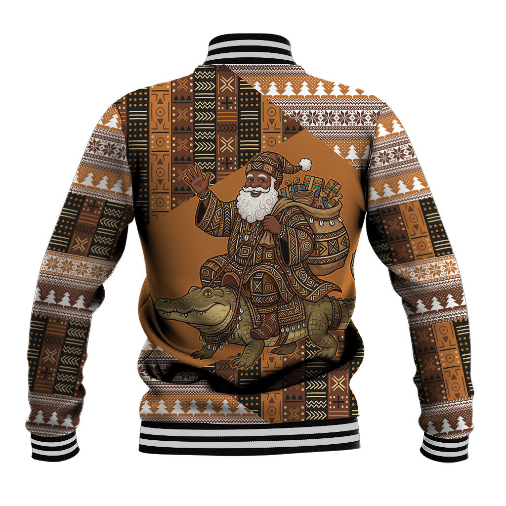 Mali Christmas Santa Nile Crocodile Baseball Jacket Bogolanfini Mudcloth Inspired