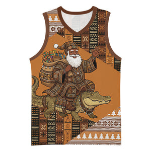 Mali Christmas Santa Nile Crocodile Basketball Jersey Bogolanfini Mudcloth Inspired