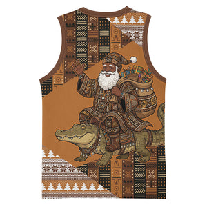 Mali Christmas Santa Nile Crocodile Basketball Jersey Bogolanfini Mudcloth Inspired