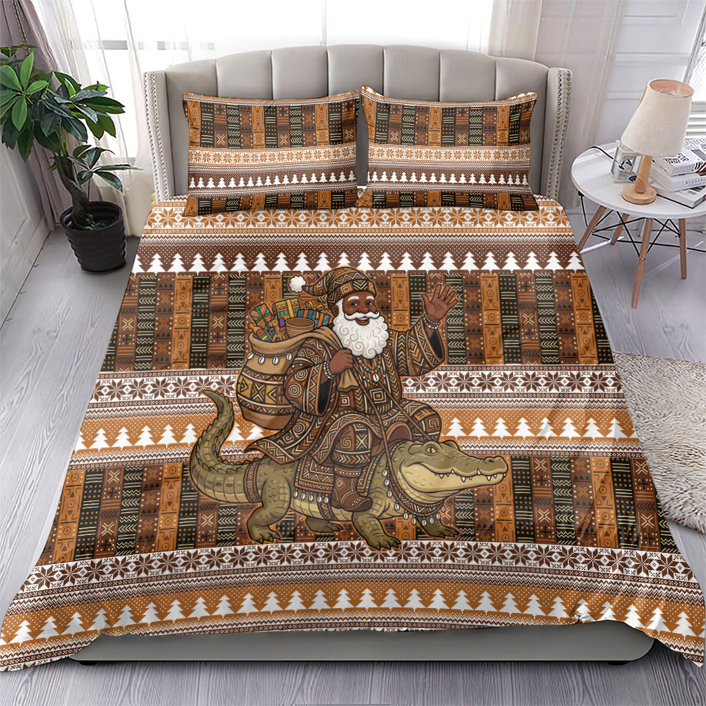 Mali Christmas Santa Nile Crocodile Bedding Set Bogolanfini Mudcloth Inspired