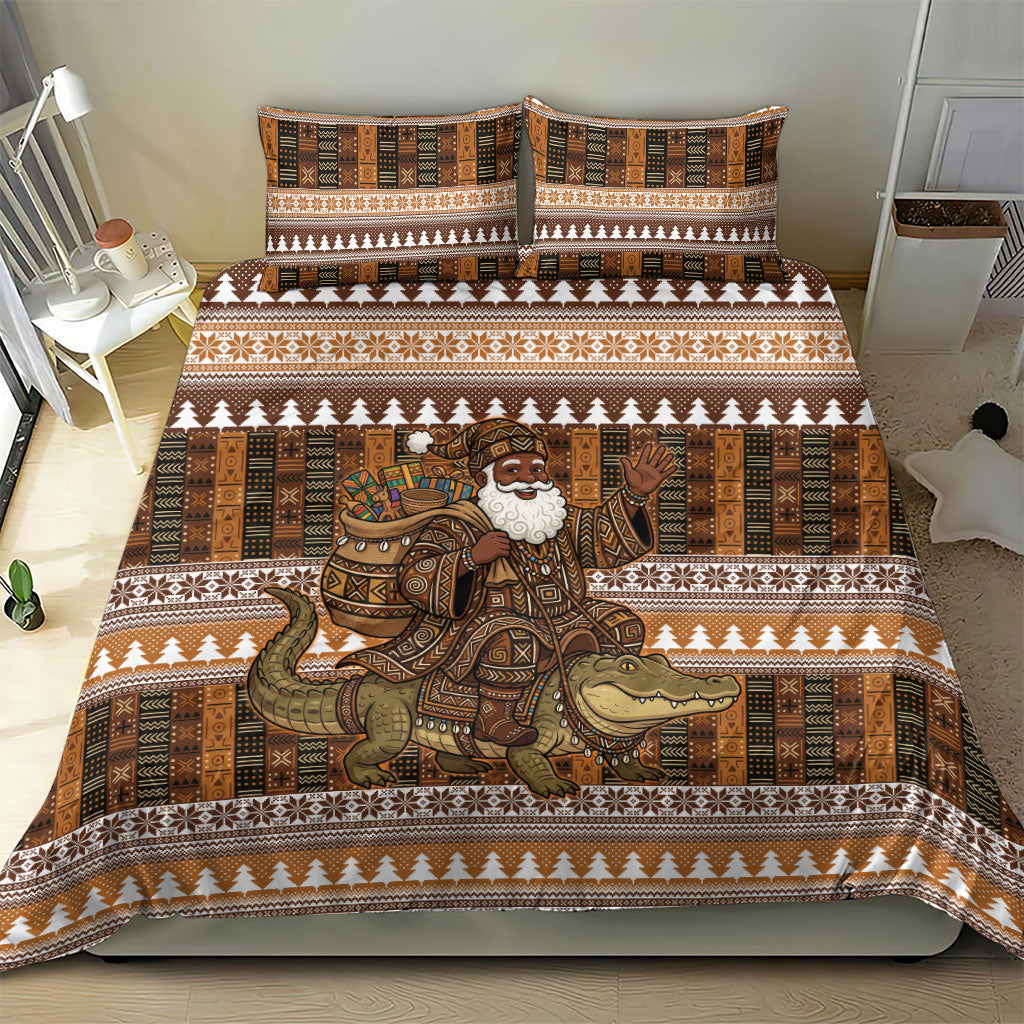 Mali Christmas Santa Nile Crocodile Bedding Set Bogolanfini Mudcloth Inspired