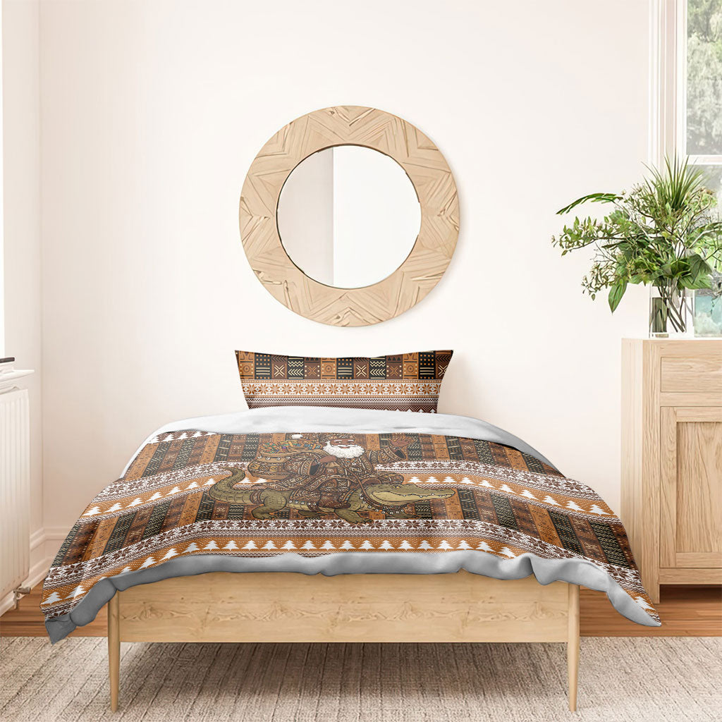 Mali Christmas Santa Nile Crocodile Bedding Set Bogolanfini Mudcloth Inspired