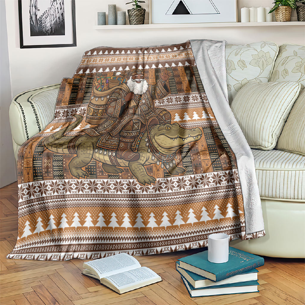 Mali Christmas Santa Nile Crocodile Blanket Bogolanfini Mudcloth Inspired