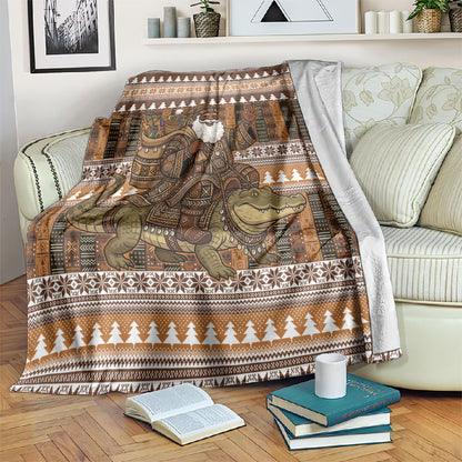 Mali Christmas Santa Nile Crocodile Blanket Bogolanfini Mudcloth Inspired