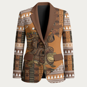 Mali Christmas Santa Nile Crocodile Blazer Bogolanfini Mudcloth Inspired