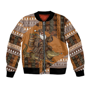 Mali Christmas Santa Nile Crocodile Bomber Jacket Bogolanfini Mudcloth Inspired