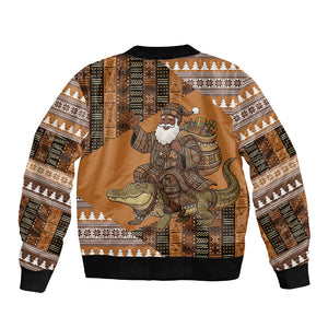 Mali Christmas Santa Nile Crocodile Bomber Jacket Bogolanfini Mudcloth Inspired