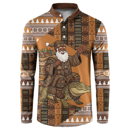 Mali Christmas Santa Nile Crocodile Button Sweatshirt Bogolanfini Mudcloth Inspired