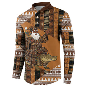 Mali Christmas Santa Nile Crocodile Button Sweatshirt Bogolanfini Mudcloth Inspired