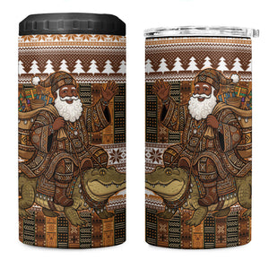 Mali Christmas Santa Nile Crocodile 4 in 1 Can Cooler Tumbler Bogolanfini Mudcloth Inspired