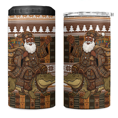 Mali Christmas Santa Nile Crocodile 4 in 1 Can Cooler Tumbler Bogolanfini Mudcloth Inspired
