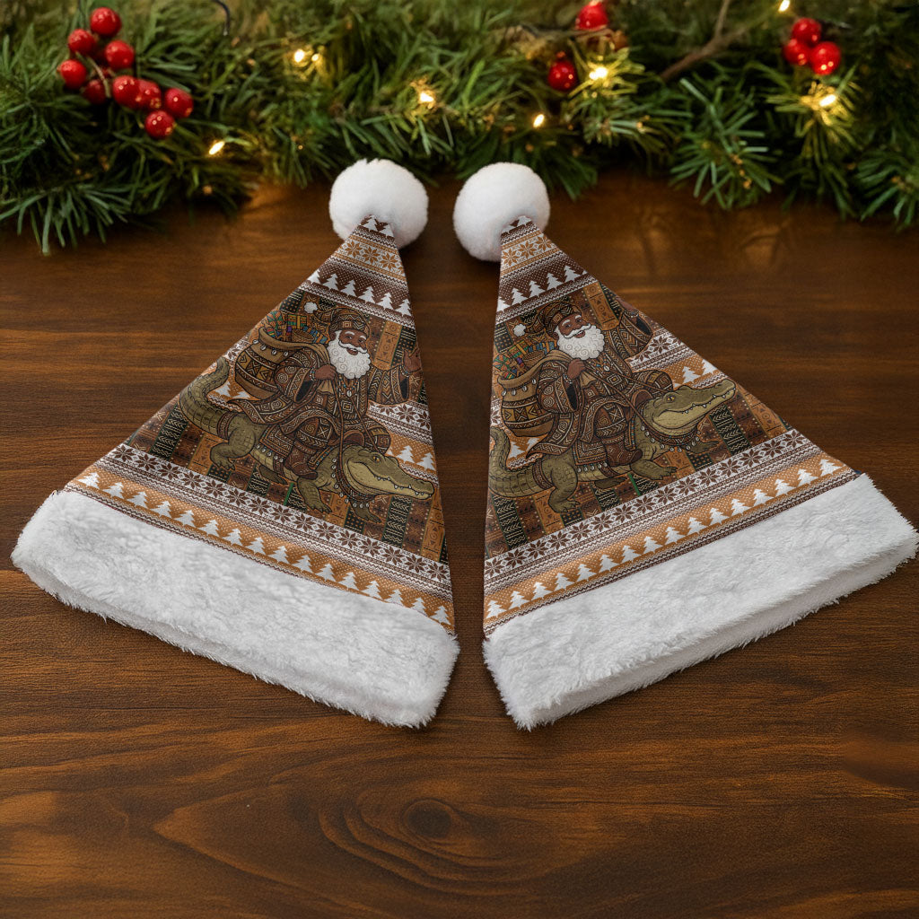 Mali Christmas Santa Nile Crocodile Christmas Santa Hat Bogolanfini Mudcloth Inspired